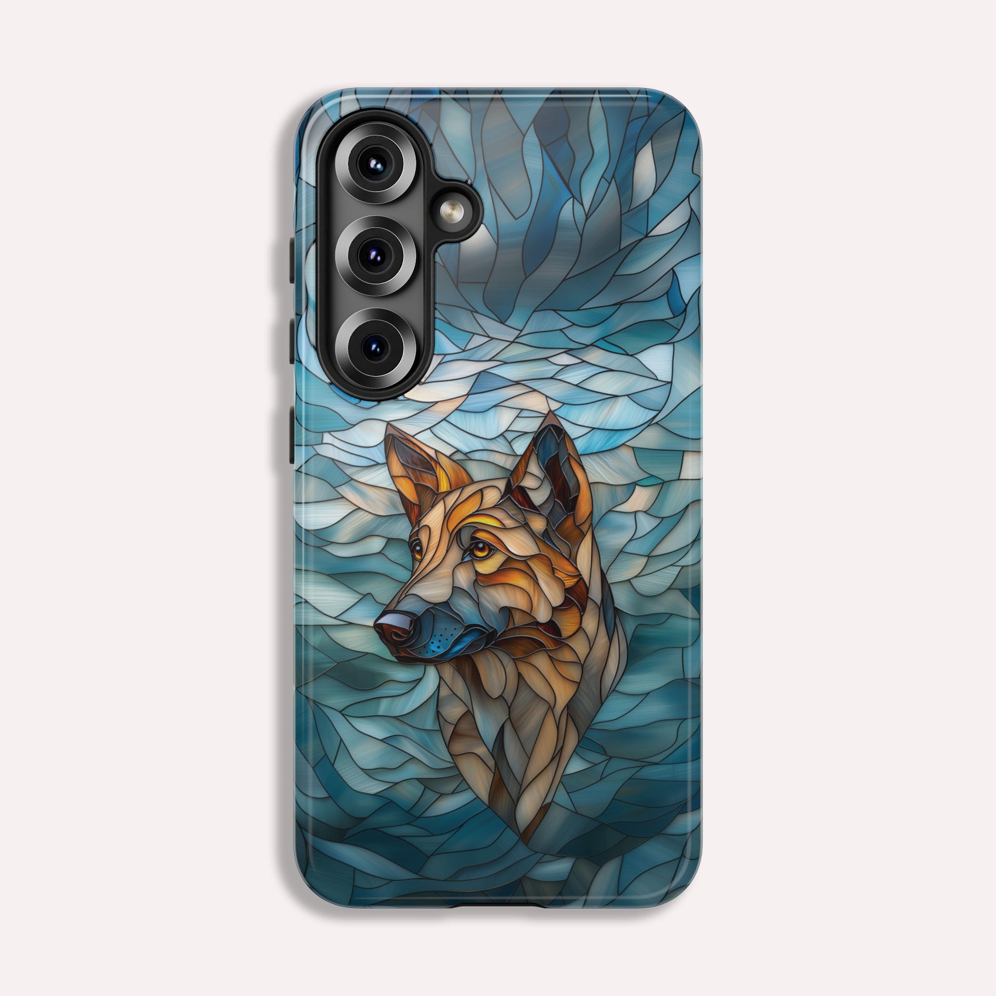 German Shepherd Stained Glass Phone Case -  German Shepherd Gifts - Tough Case for Samsung Galaxy S25 S24 S23 S22 S21