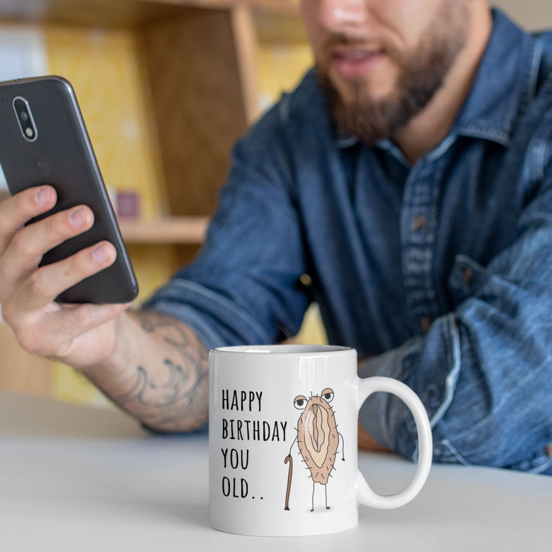 Rude Joke Happy Birthday Gift Coffee Mug - You Old Cunt - For Friends And Family