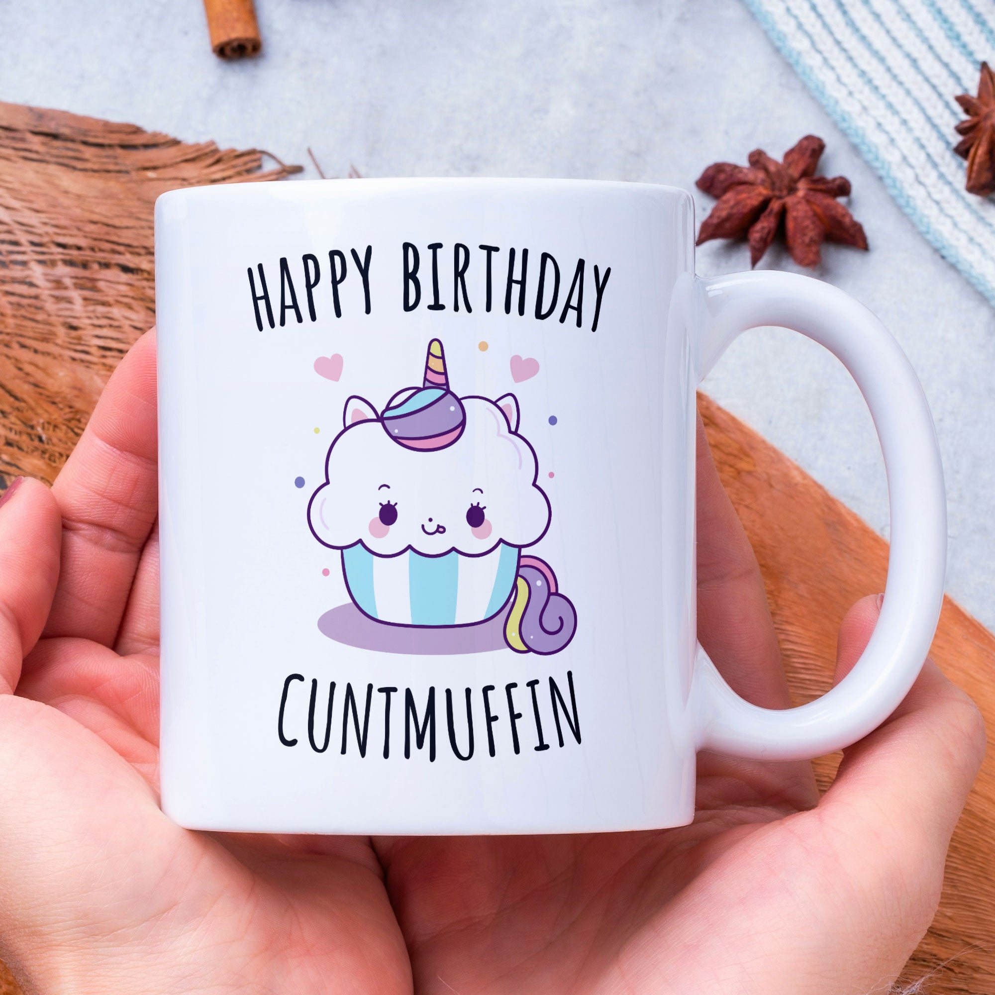 Happy Birthday Cunt Muffin Funny Rude Coffee Mug Perfect Present For Your Bestie Or Family