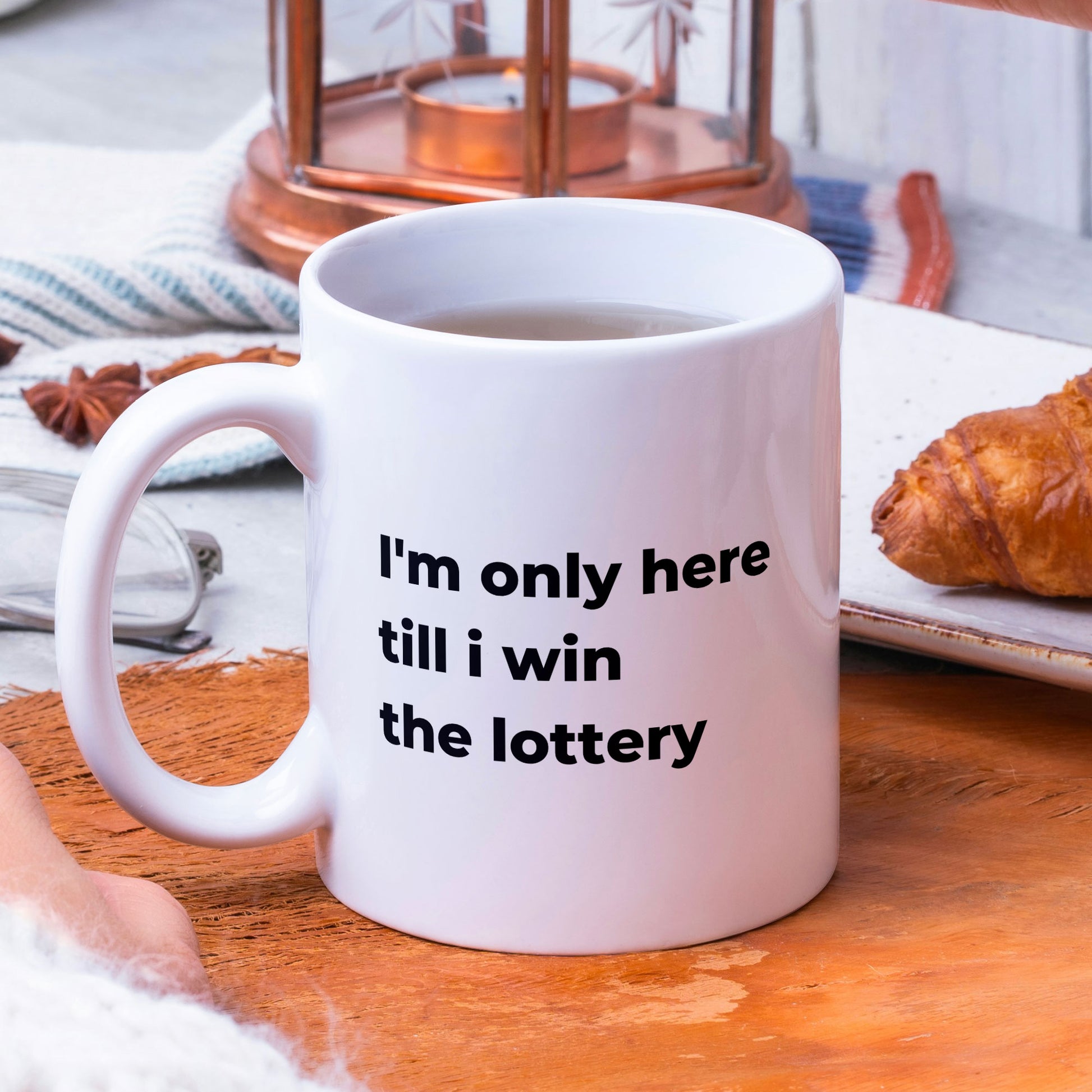 Office Niche Coffee Mug - I'm Only Here Till I Win The Lottery - Prefect Gift for Men & Women in the Office - Secret Santa Gift