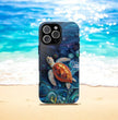 Sea Turtle Phone Case, Paper Quilling Design, Stained Glass Look - Tough Case for iPhone 16 15 14 13 12 11 10 9 8