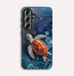 Sea Turtle Phone Case, Paper Quilling Design, Stained Glass Look - Tough Case for Samsung Galaxy S25 S24 S23 S22 S21