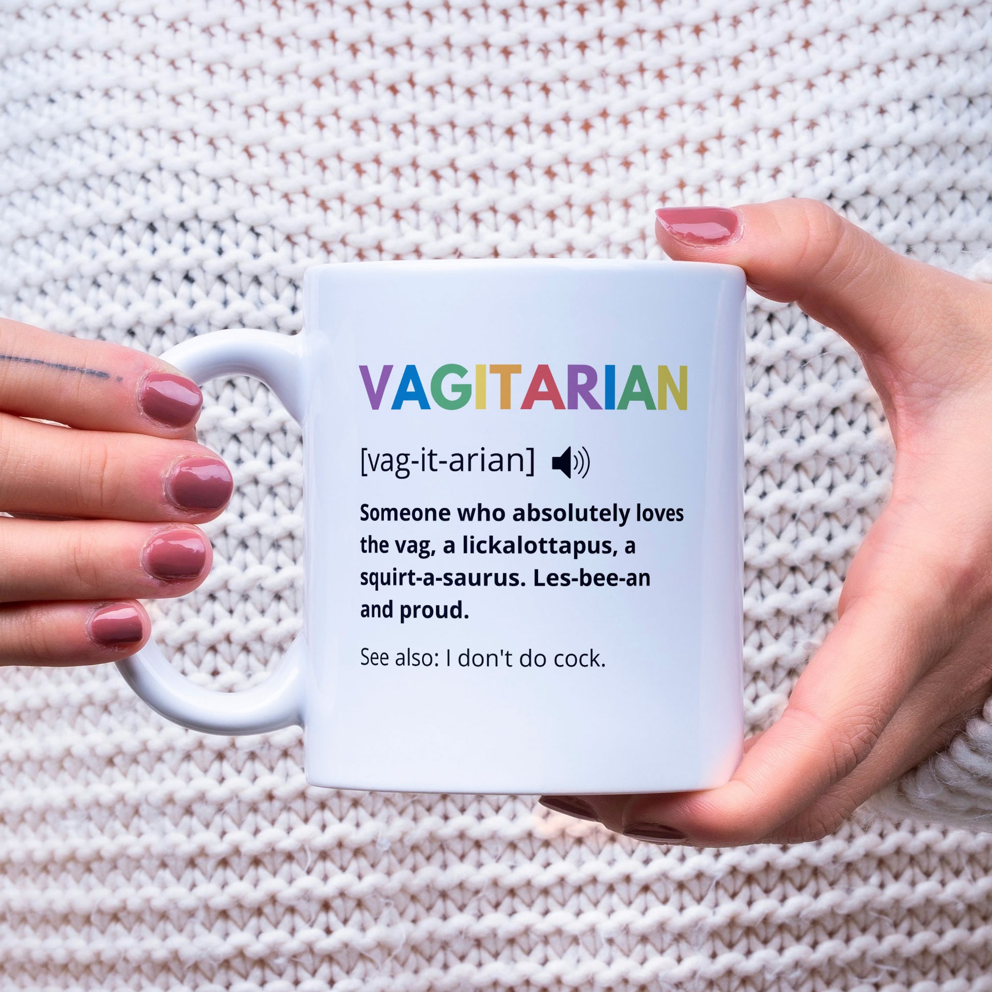 Funny Rude Lesbian Gift Coffee Mug - Vagitarian - Unique Coffee Mugs For Women - Lesbian Gifts - LGBT Christmas Present