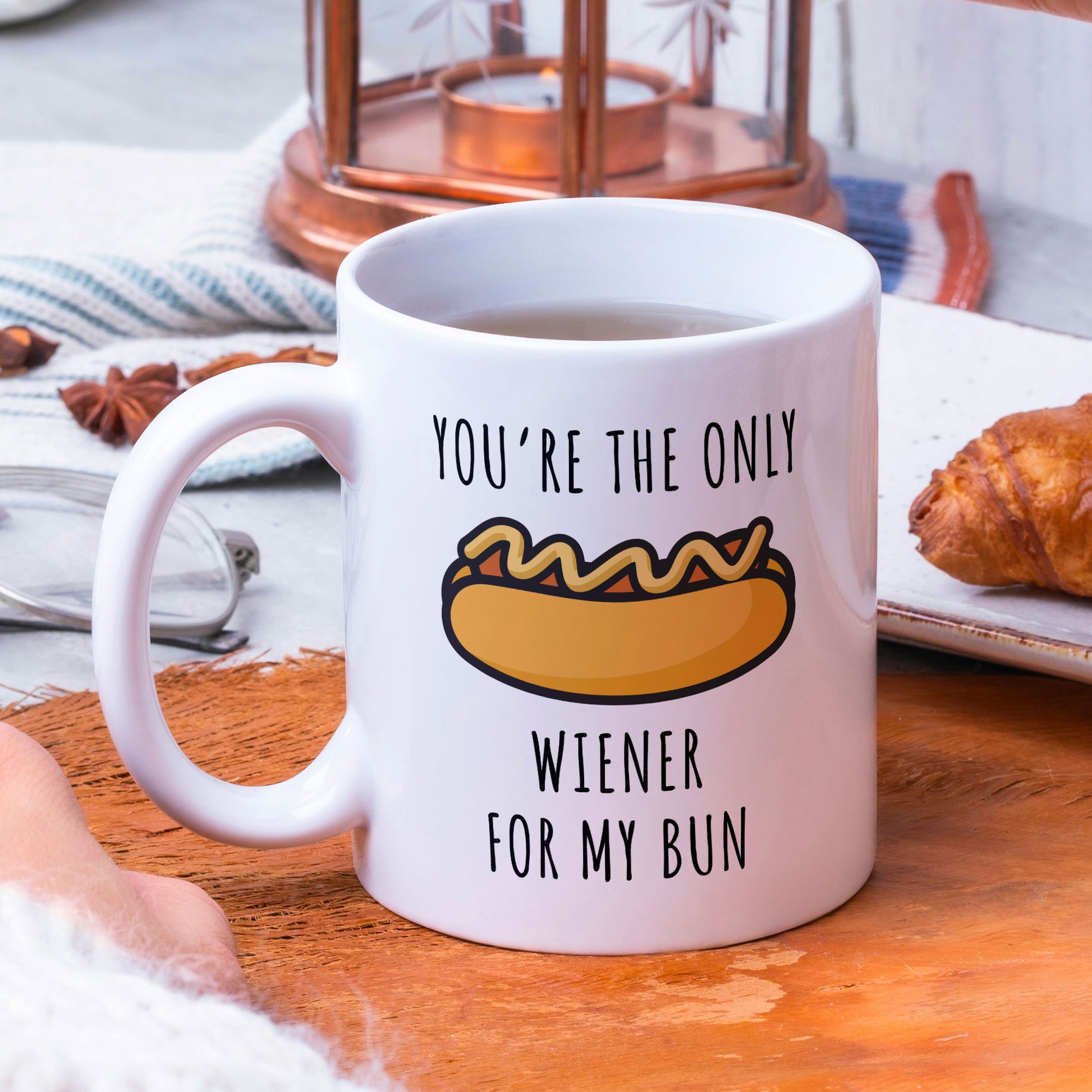 Funny Gift Mug For Partner - Valentines Mug You're The Only Wiener For My Bun